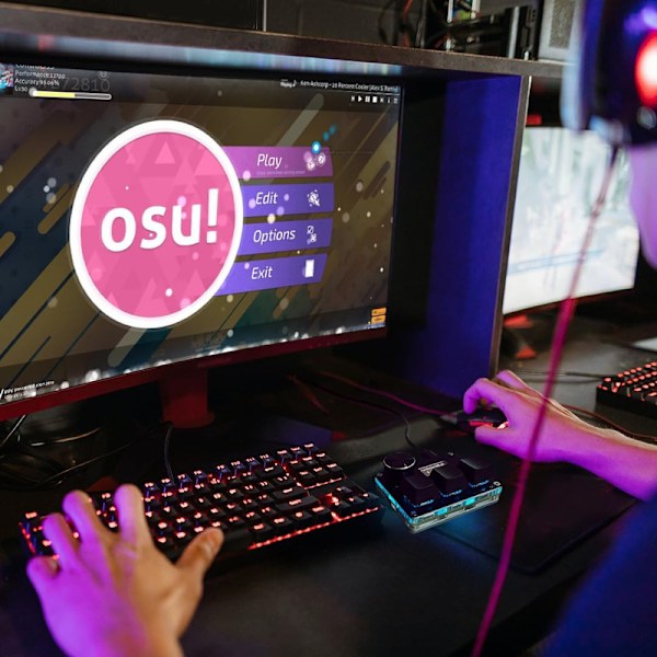 OSU O3C Rapid Trigger Hall Switchar magnetiskt linjärt tangentbord med ratt och skärm Black#1