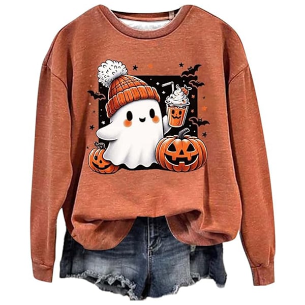 Halloween Kostume Kvinders Trøje med Rundhals orange L