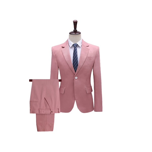 Miesten 2-osainen Slim Fit -puku Liike- ja Hääjuhliin pink S