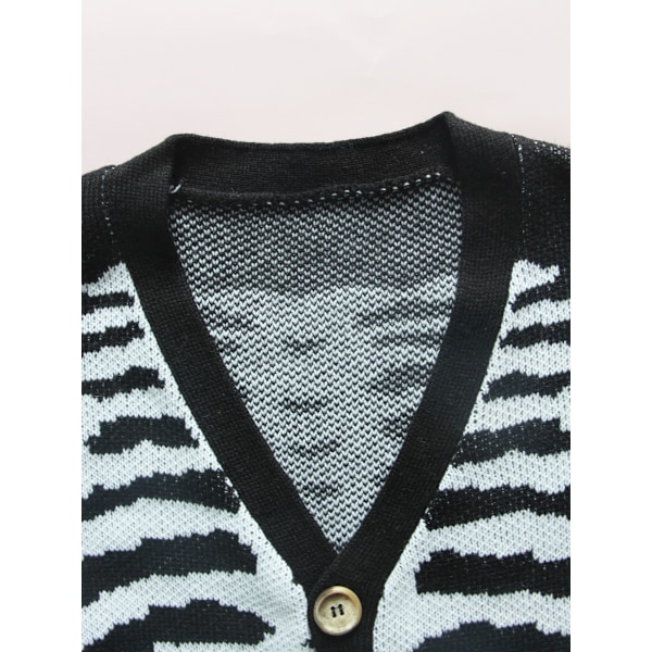 Överdimensionerad stickad tröja med mönster, avslappnad stickad tröja, söt unisex-stil L