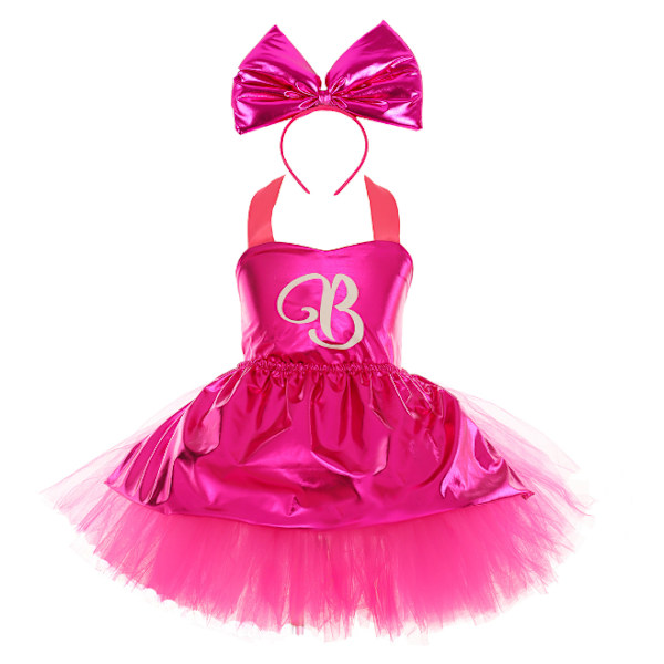 Tutu Dreams Rosa Prinsessklänning med Hårband för Flickors Födelsedag Halloweenfest Rose red S