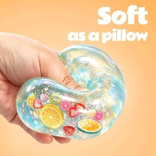 Flaska Squishy Leksak, Långsamt Stigande Stressbollar, Fylld med Fruktskivor och Glitter, Nyhet Sensoriska Leksaker, Ångestlindring, Grön Green
