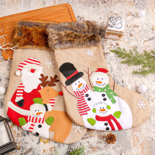 Plysj julestrømpe gave godtepose - snømannstrømpe Snowman Stocking