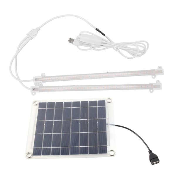 LED vækstlys med solpanel til altan, drivhus, urter, grøntsager og blomster, 20 W