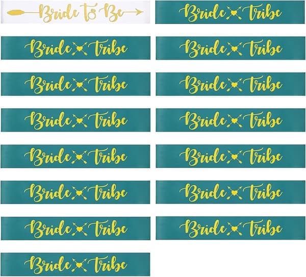 16 kpl polttaribannerit - Bride Tribe ja Bride To Be -bannerit