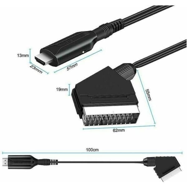 SCART til HDMI-konverter/adapter (lyd-video) for HDTV/DVD/digital boks/PS3/PAL/NTSC, Starlight