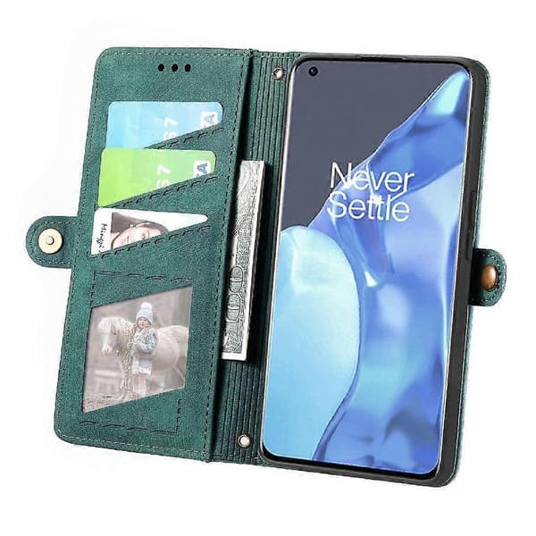 OnePlus 9 Pro Flip Plånbok Läderfodral Business Stil Stötsäkert Skydd Green