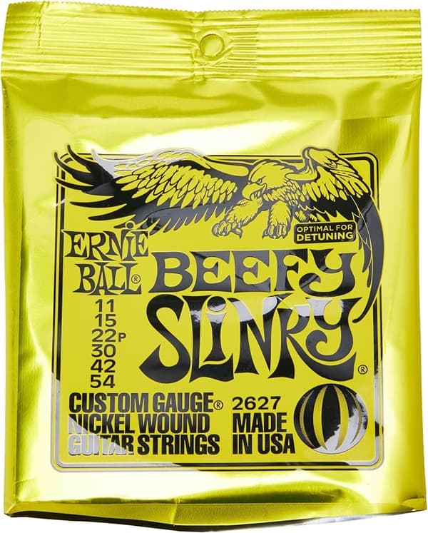 Ernie Ball Beefy Slinky nickelpläterad elgitarrsträng, storlekar 11-54 (P02627) Thick (11-54)