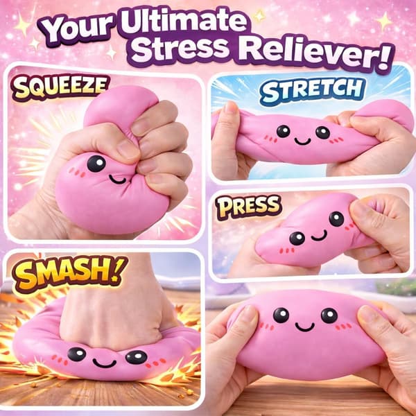 Dumpling Squishies Mystery Box, Mjuk Dumpling Stressavlastande Sensorisk Leksak för Vuxna (Rosa) Pink Smile