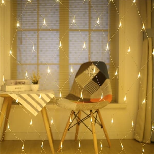 Eventyrlys for hagedekorasjon, LED-nettlys med timer og minnefunksjon, 8 moduser varmhvite nettlys for utendørs bryllup