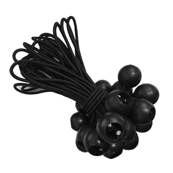 Elastisk snor med høy elastisitet, ball, teltstropper, campingtilbehør, svart, 15 cm for utendørsaktiviteter, 25 stk