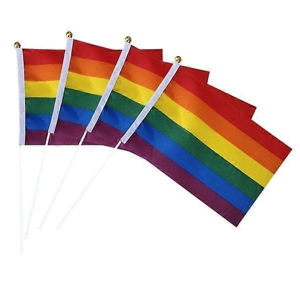 50-pack Regnbågsflagga Pride Liten Miniflagga Handhållen Flaggstång