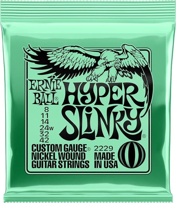 Ernie Ball Hyper Slinky nikkelspunnet elgitarstreng, størrelser 8-42 (P02229) Hyper (8-42)
