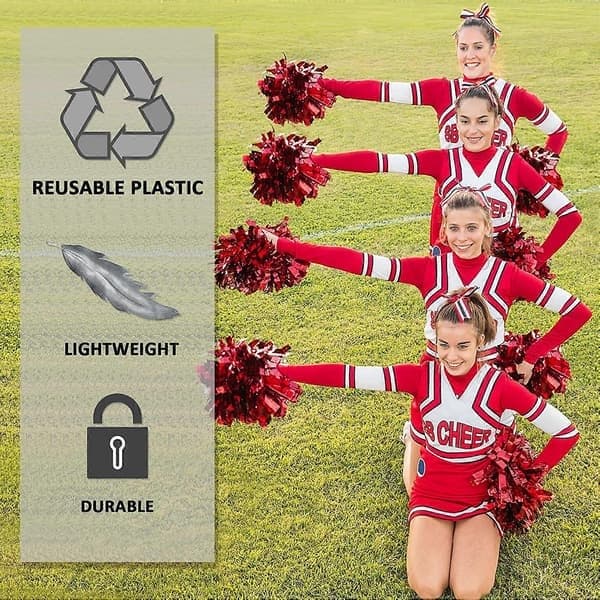 12 stk. Cheerleading Pom Poms for barn, metallfolie og plastring Cheer Pom Poms for gutter, medium, blå Medium Blue