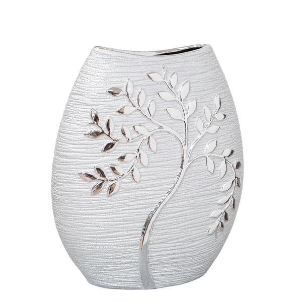 Teksturert Sølvgren Oval Vase 24cm