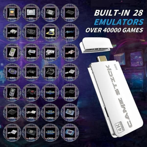 Trådlös retro-spelkonsol 64G 40000+ spel 4K HDMI-utgång 2.4G-kontroller