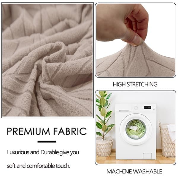 Stretch stolsöverdrag för matplats, mjukt lövjacquardöverdrag beige mörkgrå, mörkgrå DarkGrey