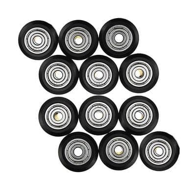 3D-printermodelhjul, POM V-rillehjul, plastmodel, kugleleje, V-leje, passivt hjul