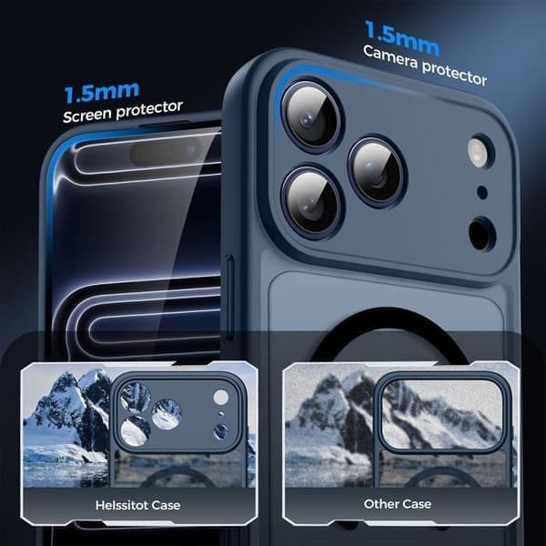 Gennemsigtigt telefoncover til iPhone 17 Pro Max, MagSafe-kompatibelt, magnetisk, blåt iPhone 17 Pro Max Bleu