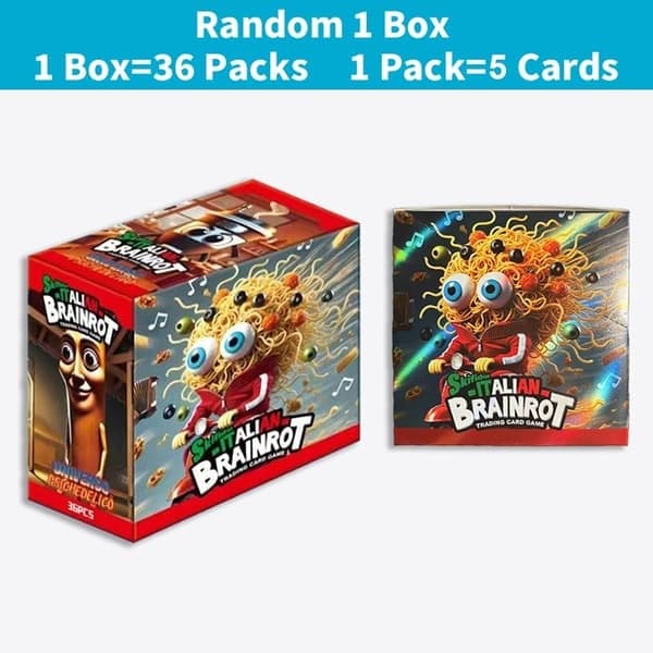 Brainrot-kort, tilfeldige italienske Brainrot samlekort, brettspill, samlekort, leker, tilfeldig 1 boks Random 1 Box