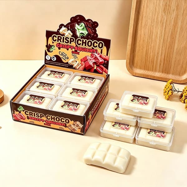 Crunchy Chocolate Squishy-leke for stressavlastning – Hvit sjokoladeplate White Bar