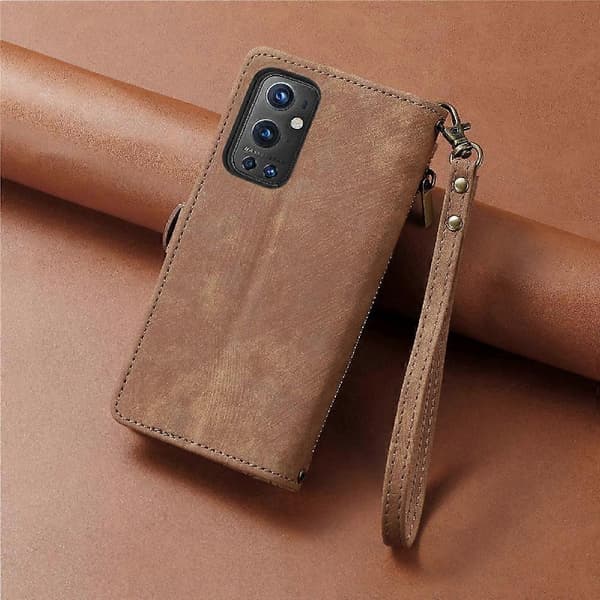 OnePlus 9 Pro Flip Plånbok Läderfodral Business Stil Stötsäkert Skydd Brown