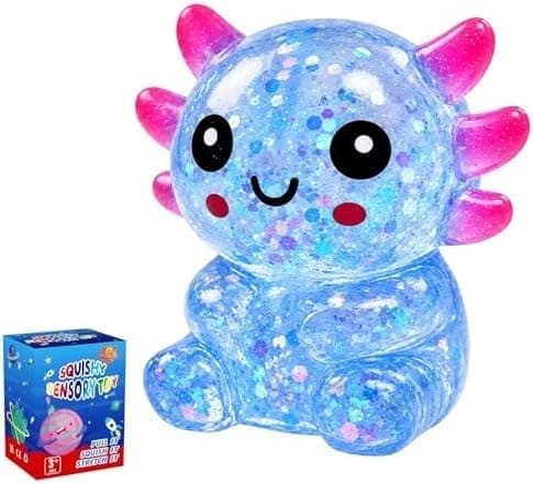 Glittrig Axolotl Squishy Leksak, Squishy Leksaker, Långsamt Återgående Squishy, Blå Blue