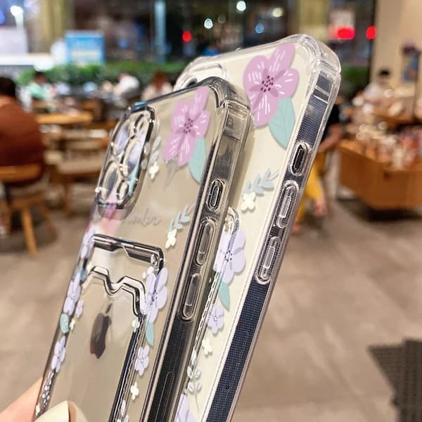 Gennemsigtigt telefoncover til iPhone 16e, blomsterdesign, Clear TE50 Clear TE50 For iPhone 16e