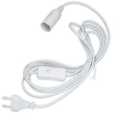 E27-sokkel med ledning, lampeholder for lyspære med strømkabel, støpsel og bryter, 1,8 M kabel