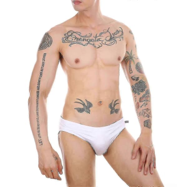 Badebukser for menn, sommer, bikini, stilige strandklær og badedrakter white XL