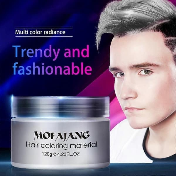 Mofajang 9 farver Unisex Hårfarve Voks Mudder Styling Creme DIY Farvning (Grå)