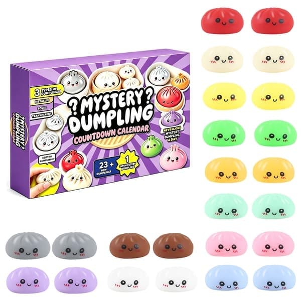 Adventskalender 2026, 24 Overraskende Nedtelling Dumplings Squishies Leker, Julegaver