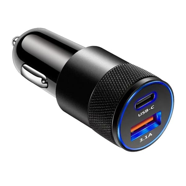 USB C Bilopladeradapter Cigartænder USB-oplader QC3.0 3.1A Opladning Telefonoplader 2 Porte Cigartænder