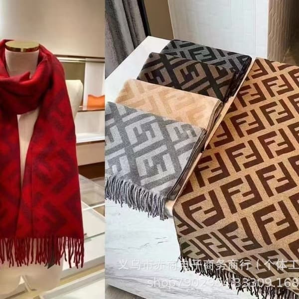 Klassisk mønstret skjerf med kasjmirfølelse, sjal med dusker, vendbart vinteromslag - Grå Hvit Grey White