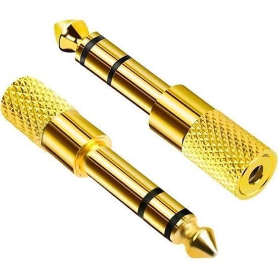 6,35 mm han til 3,5 mm hun jack-adapter, stereo lydadapter, til keyboard, digitalt klaver, 2-pak