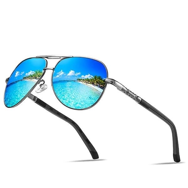 Polariserade solglasögon för män Ultralätt retro metallbåge Körsportglasögon, Blå Blue