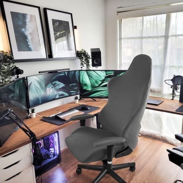 Trekk til gamingstol, grå, størrelse L, mål 52 × 63 × 88 cm