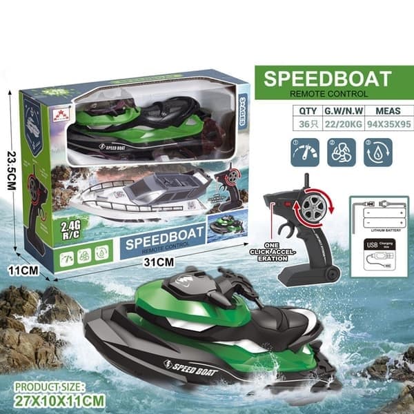 Fjernstyret Jet Ski, Grøn, Sort
