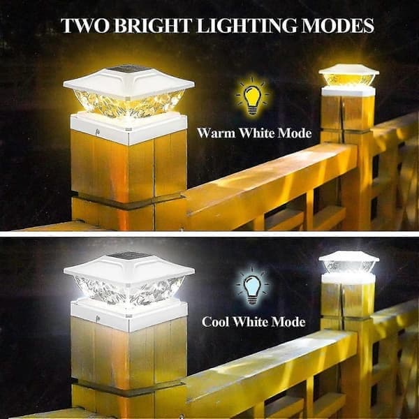 Solcellslampor för utomhusstolpar: 8-pack starka 2-läges LED-solcellslampor för staket och däck för 3.5x3.5 4x4 4.5x4.5 5x5 trästolpar, 6-pack 6 Pack