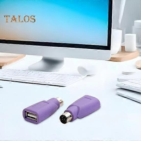 2 stk. adapter PS/2 han til USB hun-konverter til tastaturmus Dobbelt USB-interfacekonverteringsværktøj lilla