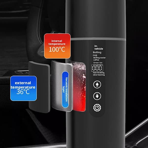 12/24V Bil Varmekopp Elektrisk Vannkoker Rustfritt Stål Smart Temperaturkontroll ~ B 1 sett B 1set