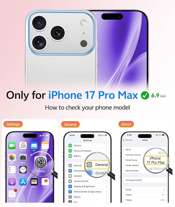 FNTCASE til iPhone 17 Pro Max-deksel med skjermbeskytter, kompatibel med MagSafe, gjennomskinnelig matt, full kamerabeskyttelse, støtsikker Light purple
