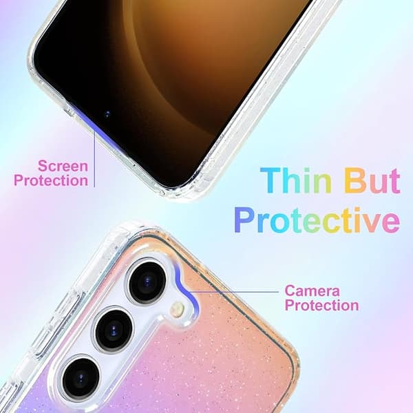 Glitterdeksel til Samsung Galaxy S23, kompatibel med MagSafe, klart søtt jentete iriserende regnbueglitrende magnetisk deksel, gradient Iridescent Glitter