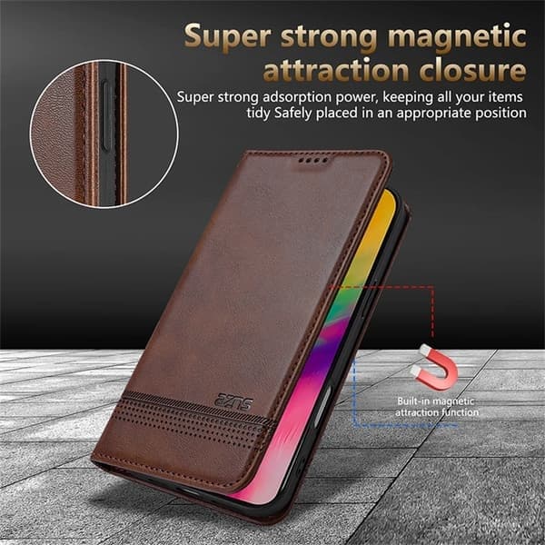 Læder-telefoncover til iPhone 15 Plus, MagSafe-kompatibelt, magnetisk, kortholder, khaki Khaki iPhone 15 Plus