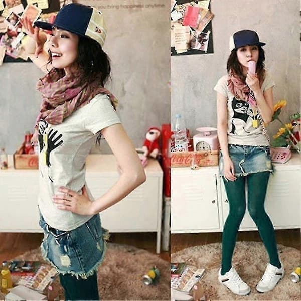 Mode slikfarver uigennemsigtige strømpebukser med fødder, slanke strømpebukser til kvinder, søblå Lake Blue