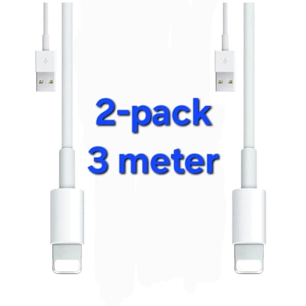 2-pakkaus - Latauskaapeli Lightning iPhone 2-pakkaus. 3 metriä 2-pack. 3 meter