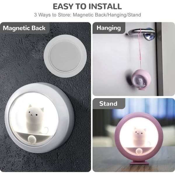 LED-natlamper til børn, 2 USB-genopladelige natlamper til børn, bærbar babynatlampe med bevægelsessensor