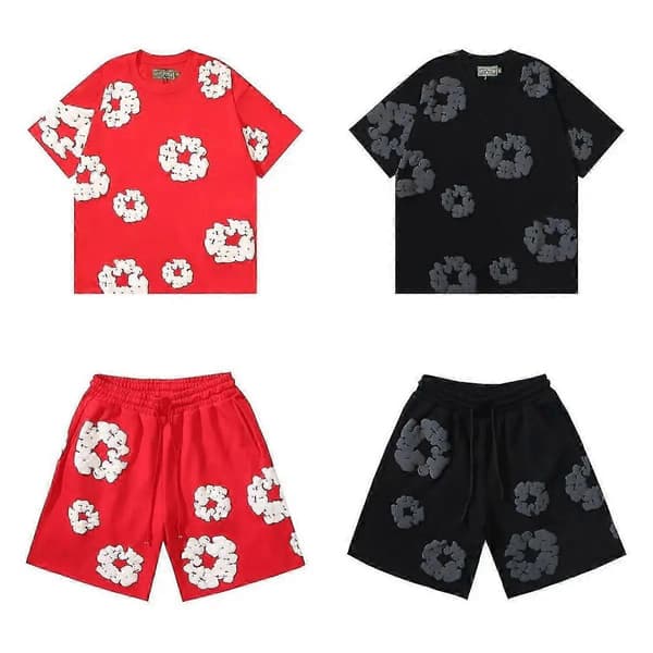 2025 Sommer Shortssett for menn, bomull, uformell trening, reiseklar, 2-delt rose pink suit XL