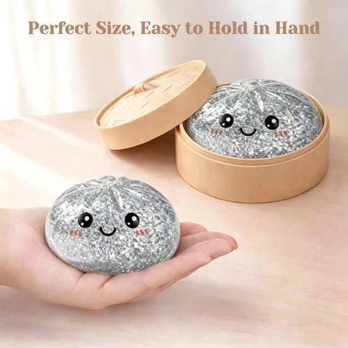Guldglittrande Dumpling Squishy Leksaker med Ångkokare, Mjuk Långsam Återhämtning Kläm Stressboll för Ångestlindring & Sensorisk, 1 st-guldglitter 1pc-gold Glitter
