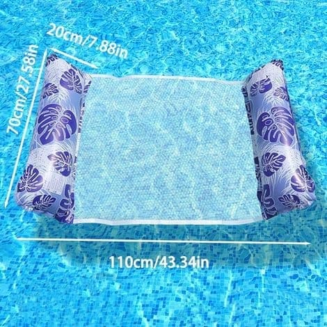 Oppustelig Pool Hængekøje, 4-i-1 Poolstol med Net, Flydende Måtte til Voksne, 110 x 70 cm, Sæt med 2